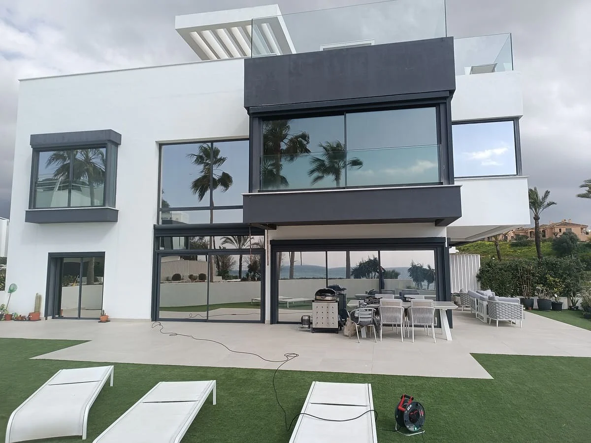 Solar heat control and privacy film on a contemporary villa in Estepona